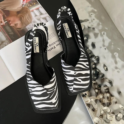 Celine Square-Toe Slingback Shoes