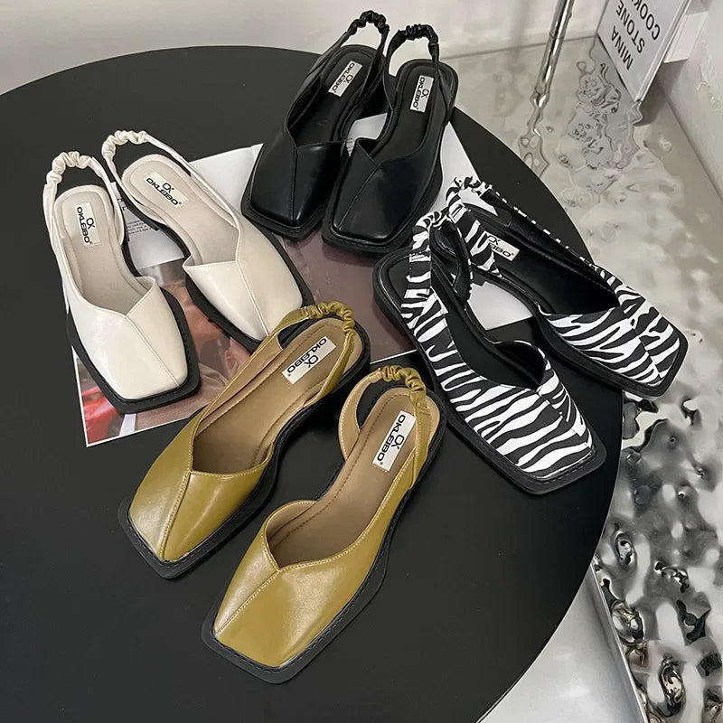 Celine Square-Toe Slingback Shoes
