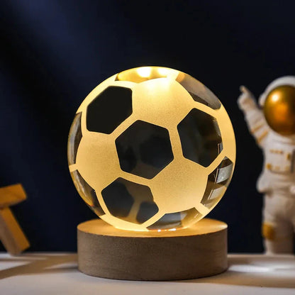 Astro LED™ – Crystal Sphere Lamp with Wooden Base & USB Rechargeable Light