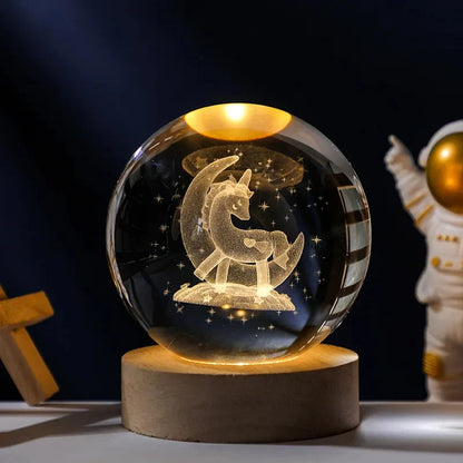 Astro LED™ – Crystal Sphere Lamp with Wooden Base & USB Rechargeable Light