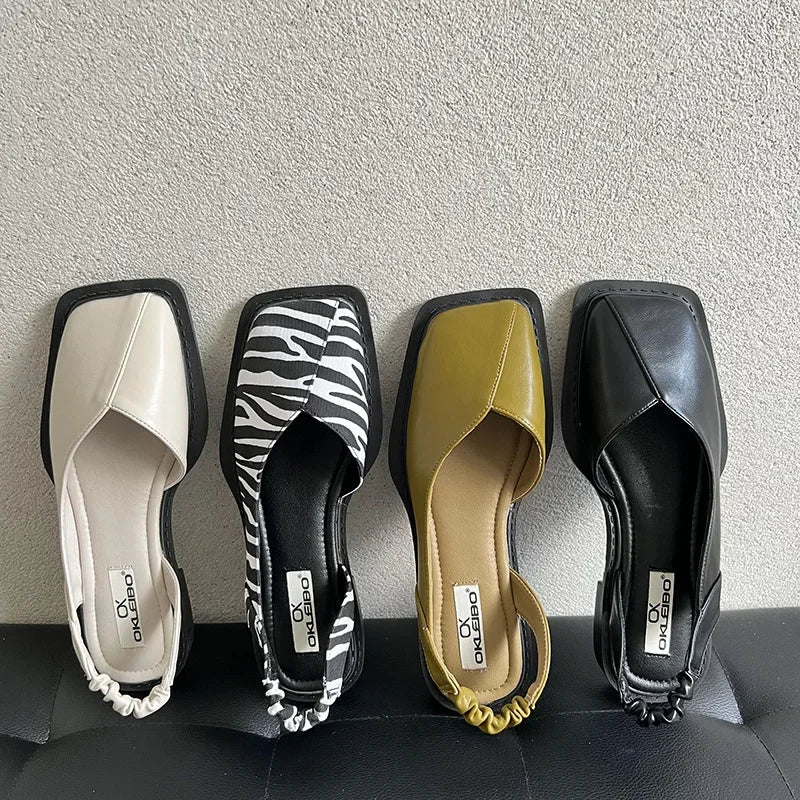 Celine Square-Toe Slingback Shoes